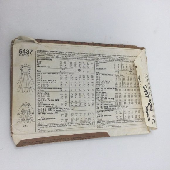 Vintage Gunne Sax Simplicity 5457 Girls Dress Sewing Pattern size 4 - Picture 3 of 6